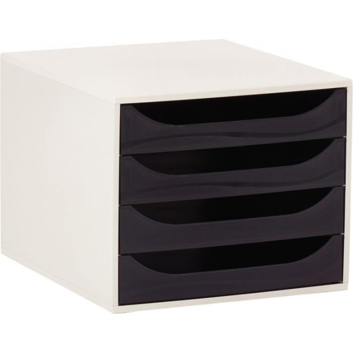 Module 4 tiroirs Ecobox de couleur gris et noir 2286014D EXACOMPTA