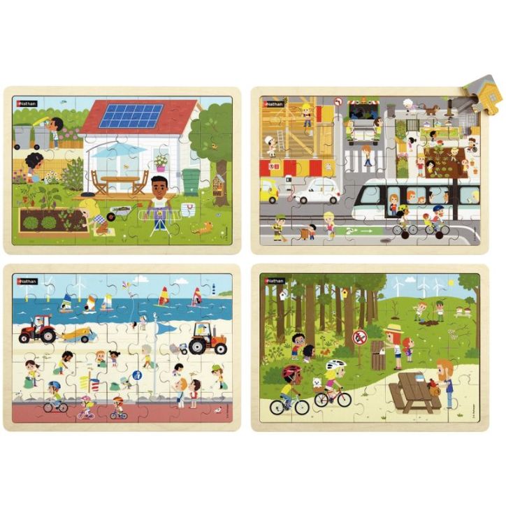 Lot de 4 puzzles eco-citoyens 387202 NATHAN