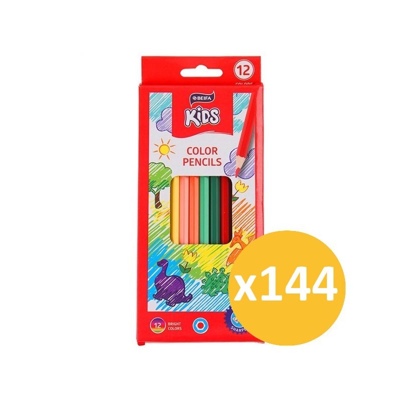 Pack scolaire remisé 144 étuis de 12 crayons de couleur