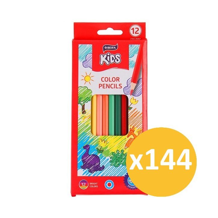 Pack scolaire remisé 144 étuis de 12 crayons de couleur