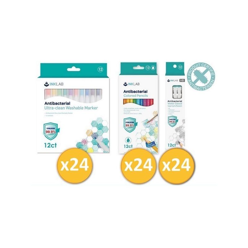 Pack scolaire remisé 72 étuis de coloriage et dessin antibactériens Pack scolaire remisé 72 étuis de coloriage et dessin antibactériens