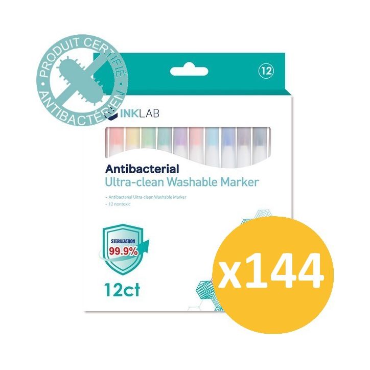 Pack scolaire remisé 144 étuis de 12 feutres fins antibactériens