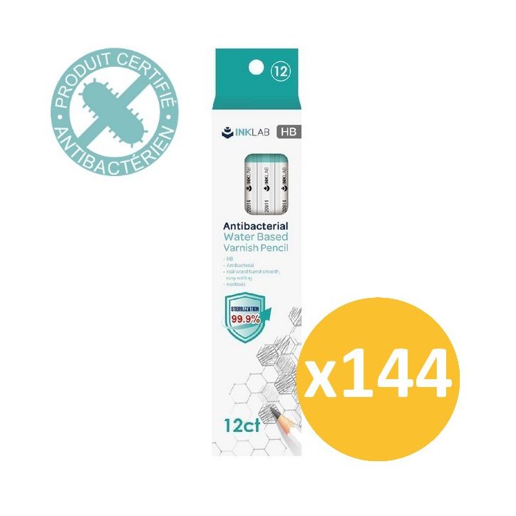 Pack scolaire remisé 144 étuis de 12 crayons HB antibactériens