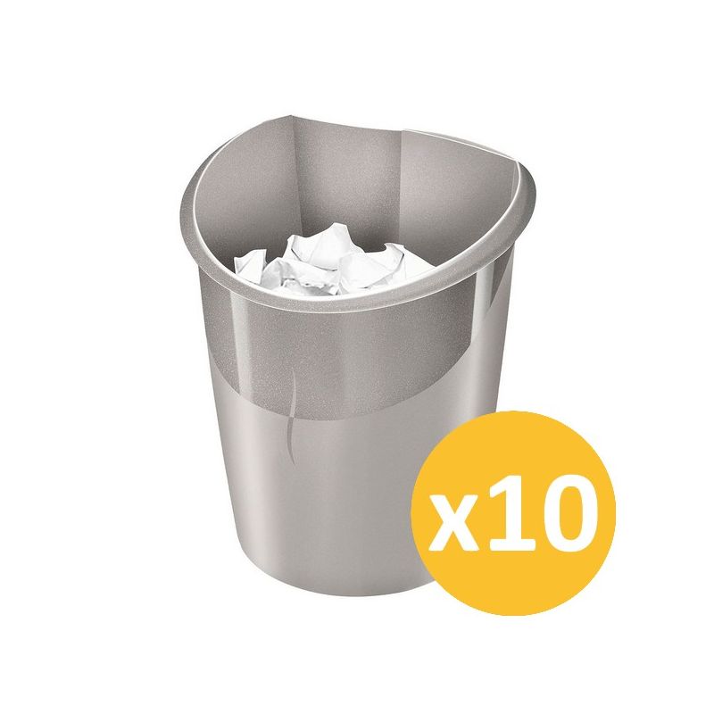 Pack de 10 corbeilles papier Ellypse 16l taupe 320 CEP