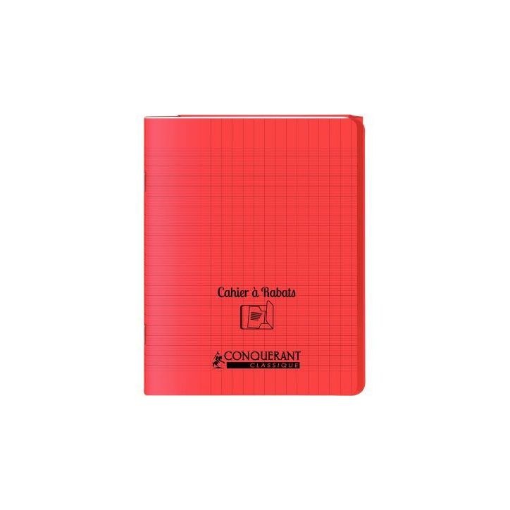 Piqûre 96 pages couverture polypropylène avec 2 rabats format 17x22 cm seyes coloris rouge 400103929 HAMELIN