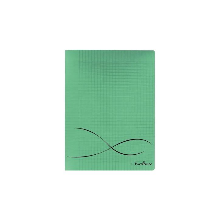 CONQUERANT C9 Cahier piqûre 17x22cm 48 pages 90g grands carreaux Séyès. Couverture polypropylène Vert