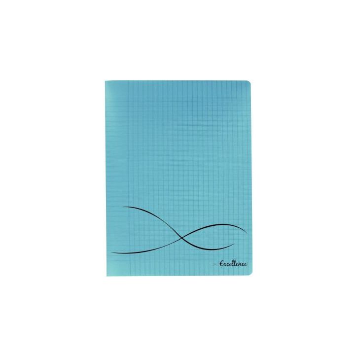 CONQUERANT C9 Cahier piqûre 17x22cm 48 pages 90g grands carreaux Séyès. Couverture polypropylène Bleu