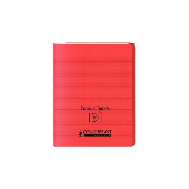 Piqûre 48 pages couverture polypropylène avec 2 rabats format 17x22 cm seyes coloris rouge 400103940 HAMELIN