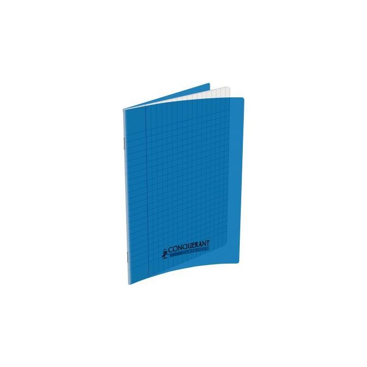 CONQUERANT C9 Cahier piqûre 17x22cm 32 pages 90g grands carreaux Séyès. Couverture polypropylène Bleu