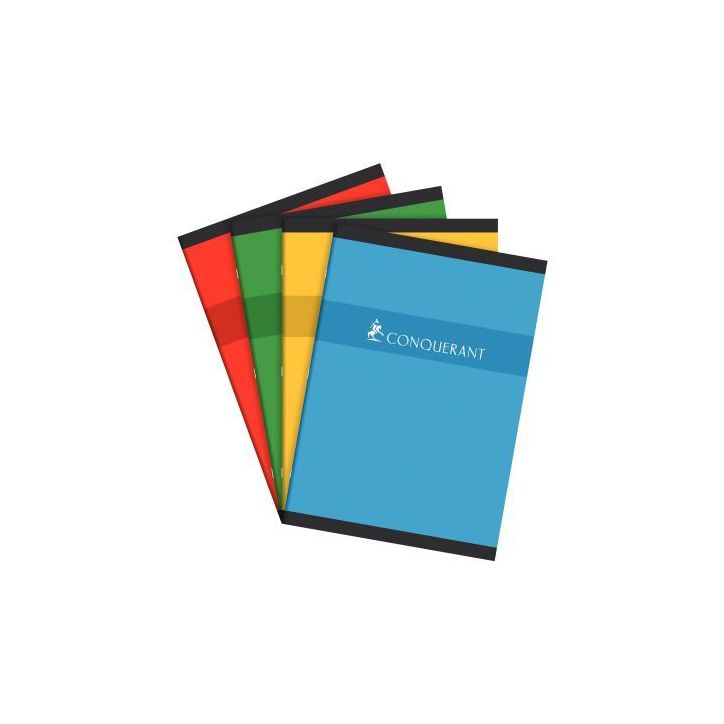 Cahier piqûre 21x29,7cm 96 pages petits carreaux 5x5 70g. Couverture carte assortie