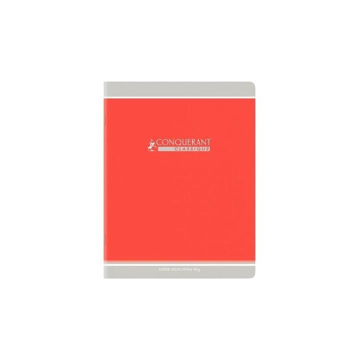 Cahier piqué 96 pages, format 24x32 cm, seyès, papier 90g, rouge 400164240 CONQUERANT HAMELIN