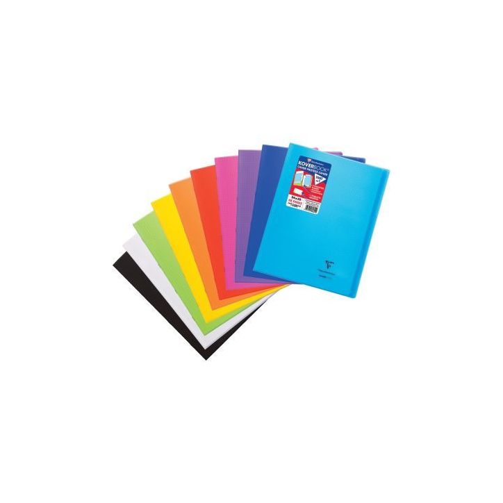 Piqûre 48 pages KOVERBOOK, format 24x32 cm, quadrillé 5x5, couverture polypropylène coloris assortis 984601(...)