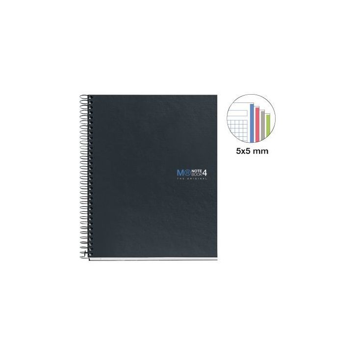 NOTEBOOK MIQUELRIUS format A5, 160 feuilles 70g, quadrillé 5x5, couverture carton rigide grafit MR2120 MIQUEL(...)