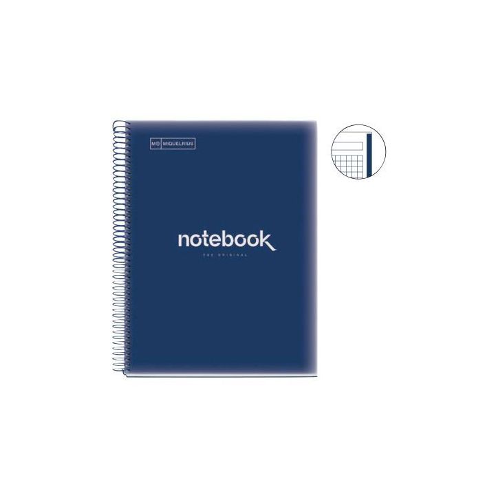NOTEBOOK MIQUELRIUS format A4, 80 feuilles 90g, quadrillé 5x5, couverture PP marine MR46057 MIQUELRIUS APLI