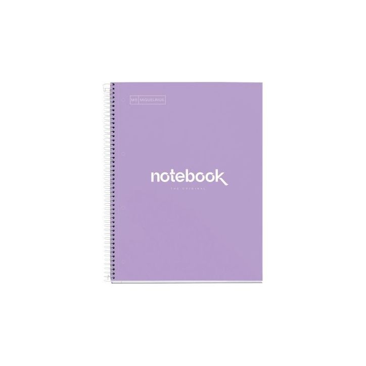 NOTEBOOK MIQUELRIUS format A4, 80 feuilles 90g, quadrillé 5x5, couverture carton rigide lavande MR46055 MIQUE(...)