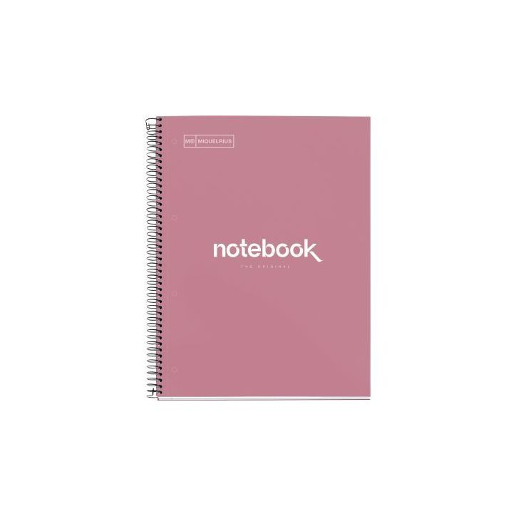 NOTEBOOK MIQUELRIUS format A4, 80 feuilles 90g, quadrillé 5x5, couverture carton rigide rose poudré MR46935 (...)