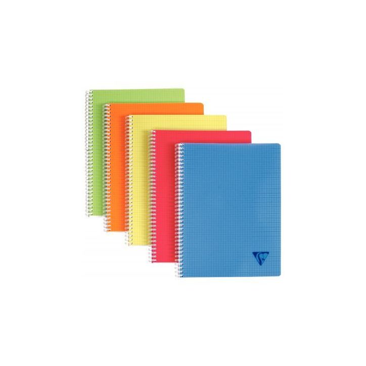 CLAIREFONTAINE LINICOLOR cahier spirale couverture polypro 100 pages A4 petits carreaux