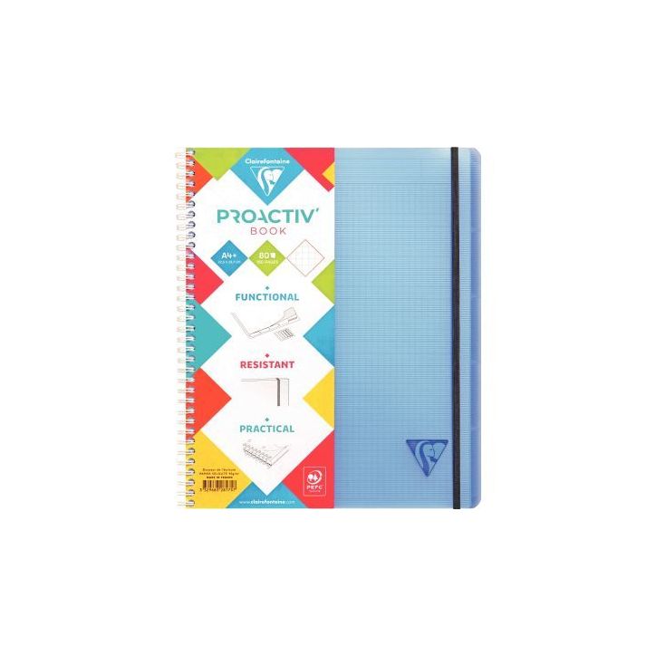 Cahier-trieur à  reliure intégrale PROACTIV'BOOK LINICOLOR, 160 pages, format A4+, quadrillé 5x5 328175C CLA