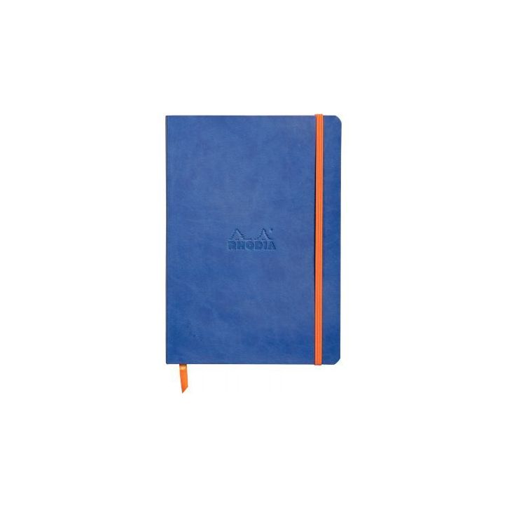 Carnet 160 pages RHODIARAMA format A5, dot (pointillés), couverture simili cuir, bleu saphir 117458C RHODIARA(...)