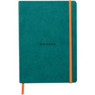 Achetez Carnet 160 pages RHODIARAMA format A5, ligné, couverture souple en simili cuir, bleu paon 1..
