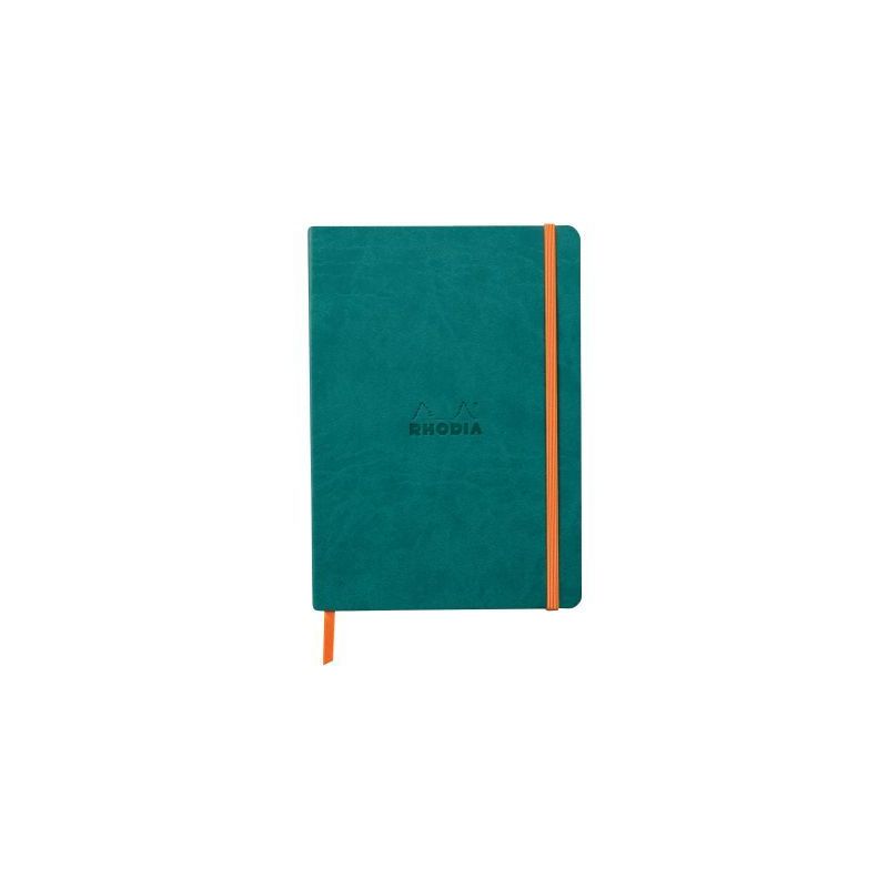 Achetez Carnet 160 pages RHODIARAMA format A5, ligné, couverture souple en simili cuir, bleu paon 1..