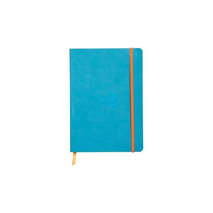 Carnet 160 pages RHODIARAMA format A5, 5x5, couverture souple en simili cuir, bleu turquoise 117816C RHODIARAM(...)