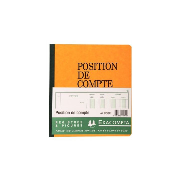 Piqûre de 20 feuilles positions de compte format 21 x 19 cm 950E EXACOMPTA