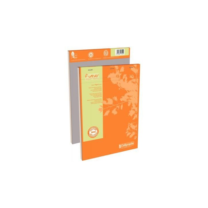 Bloc de bureau FOREVER papier recyclé 70g, 100 feuilles format A4, quadrillé 5x5 17254C FOREVER CLAIREFONTAI(...)