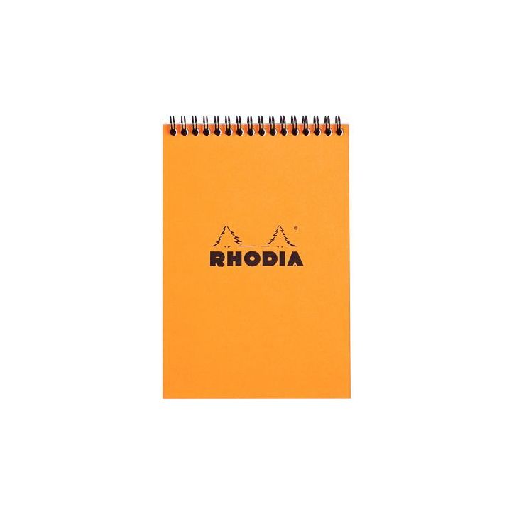 Bloc-notes à reliure intégrale RHODIA orange, format A5 (14,8 cm x 21 cm), 160 pages, quadrillé 5x5, papier(...)