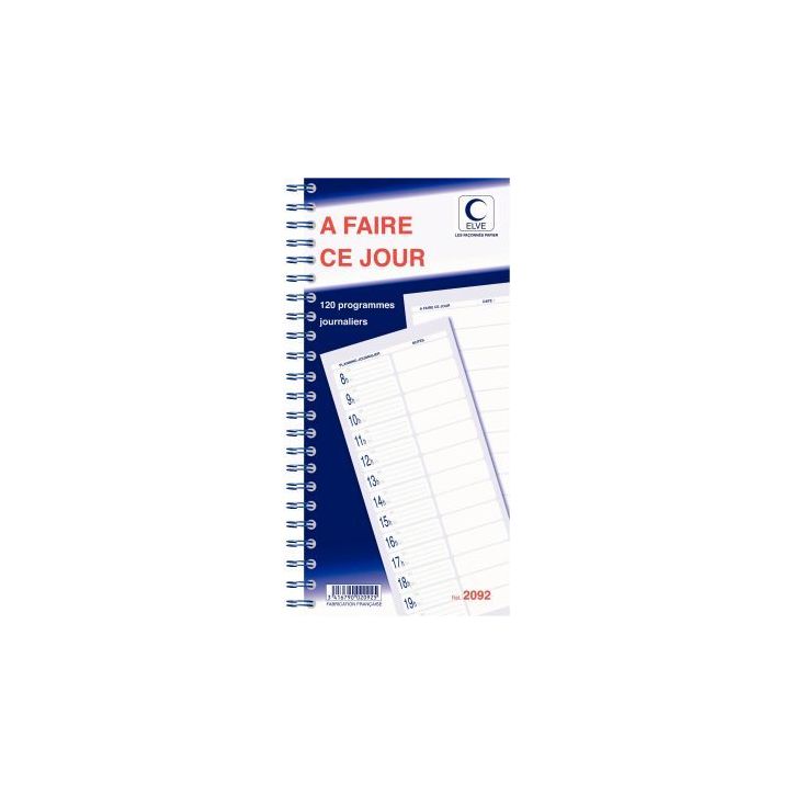 Carnet de 120 programmes A FAIRE CE JOUR 2092 LEBON & VERNAY