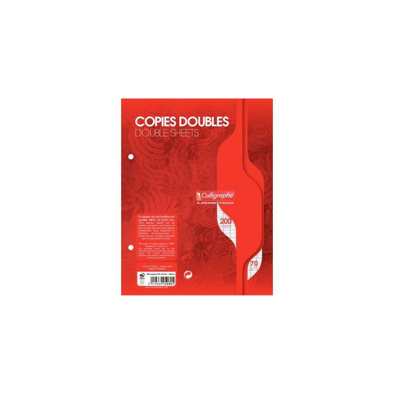 Achetez Sachet de 50 copies doubles (200 pages perforées) format 17x22 cm séyès 70g blanc 5080C p.. Achetez Sachet de 50 copies doubles (200 pages perforées) format 17x22 cm séyès 70g blanc 5080C p..