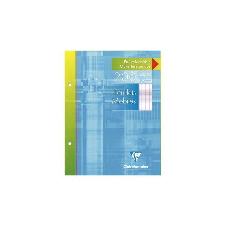 Etui de 100 feuillets mobiles (200 pages) format 17x22 cm séyès 90g blanc 1351C CLAIREFONTAINE