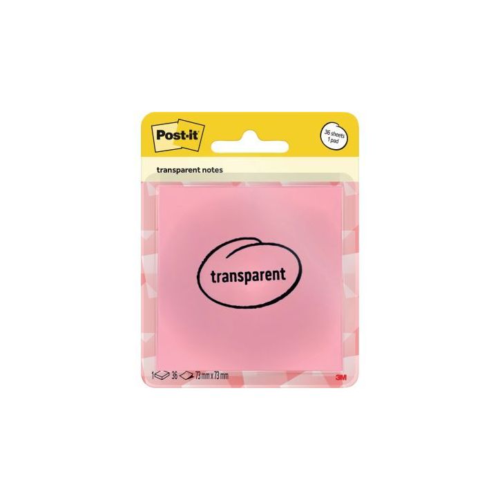 Bloc de 36 notes repositionnables transparentes 73 x 73 mm coloris papaye BP1515 POST-IT 3M