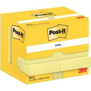 Achetez Lot de 12 blocs notes de 100 feuilles post-it, 38 x 51 mm, coloris jaune 23818 3M pas cher s..
