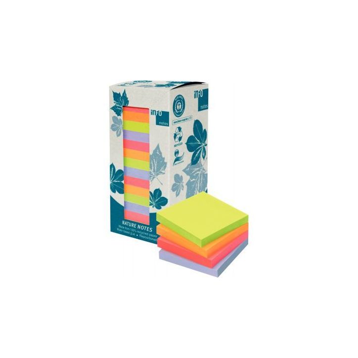 Tour de 16 blocs de 100 feuilles adhésives repositionnables recyclées assorties 75 x 75 mm 5654-88TW7