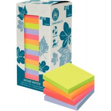 Achetez Tour de 16 blocs de 100 feuilles adhésives repositionnables recyclées assorties 75 x 75 mm..
