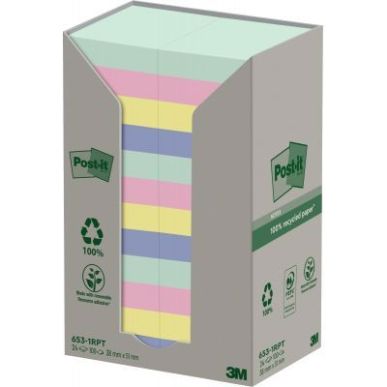 Achetez POST-IT® Notes Post-it Recyclées Nature. 38 x 51 mm. 24 blocs, 100 F. Ass : vert, rose, bl..