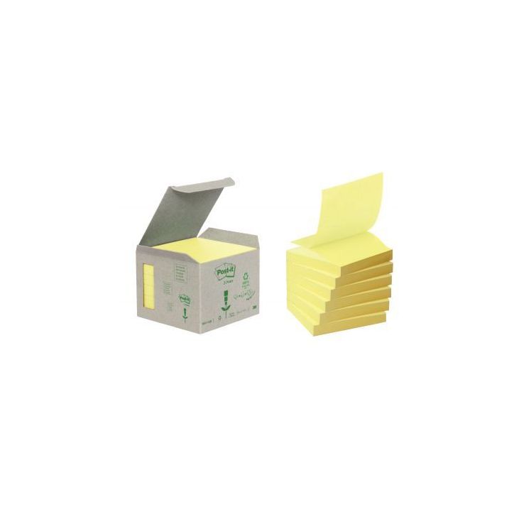 Boite de 6 blocs de 100 feuilles Z-Notes recyclée post-it 76 x 76 mm jaune BP324 POST-IT 3M