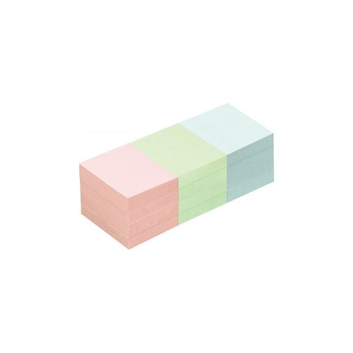 Lot de 12 blocs de notes repositionnables de 100 feuilles 40 x 50 mm couleurs pastels assorties 5653-98