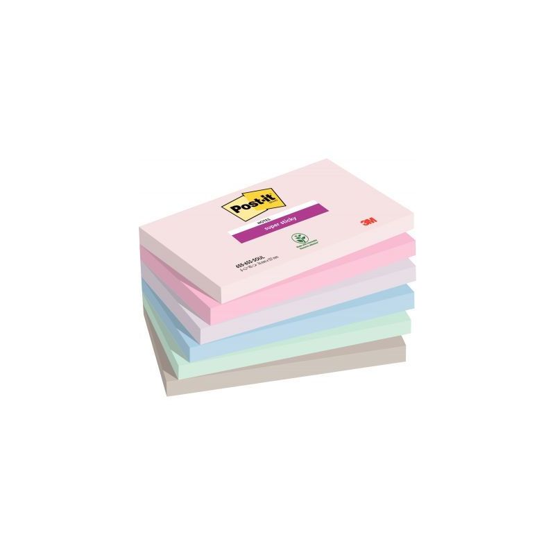 Achetez POST-IT® Notes Super Sticky Soulful. 76 x 127 mm. Lot de 6 blocs de 90 F. Ass : rose, bleu ..