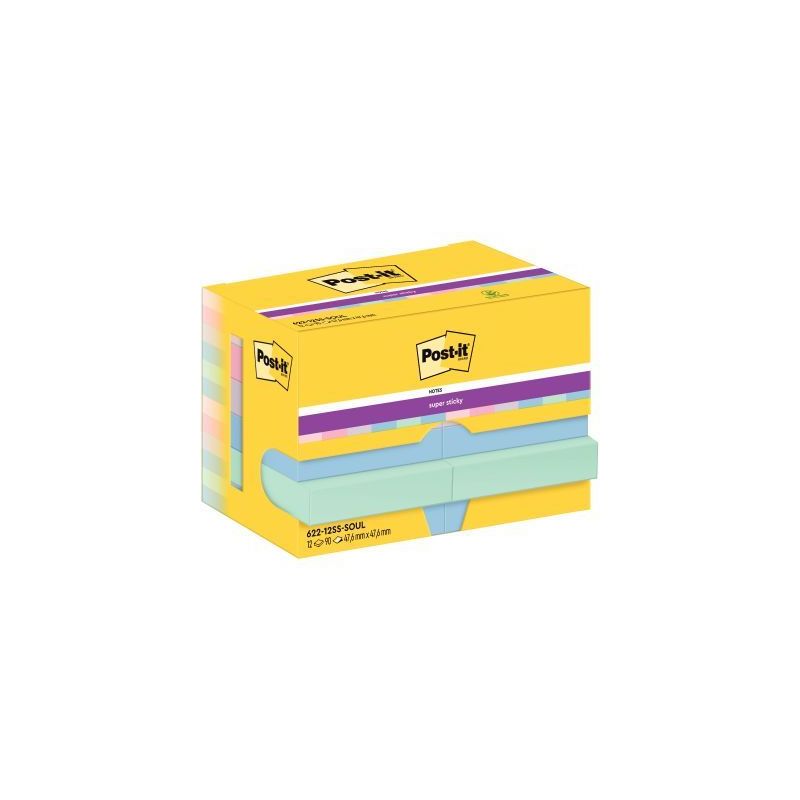 Achetez POST-IT® Notes Super Sticky Soulful 47.6 x 47.6 mm. Lot de 12 blocs de 90 F. Ass : rose, bl.. Achetez POST-IT® Notes Super Sticky Soulful 47.6 x 47.6 mm. Lot de 12 blocs de 90 F. Ass : rose, bl..
