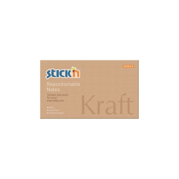 Lot de 12 blocs repositionnables 76x127mm kraft EM0005125