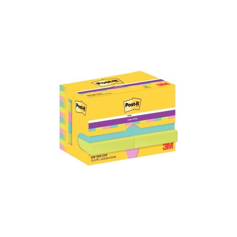 Achetez POST-IT Lot de 12 blocs notes Super Sticky Post-it® Collection MIAMI 47,6x47,6 mm, 90 feuil..