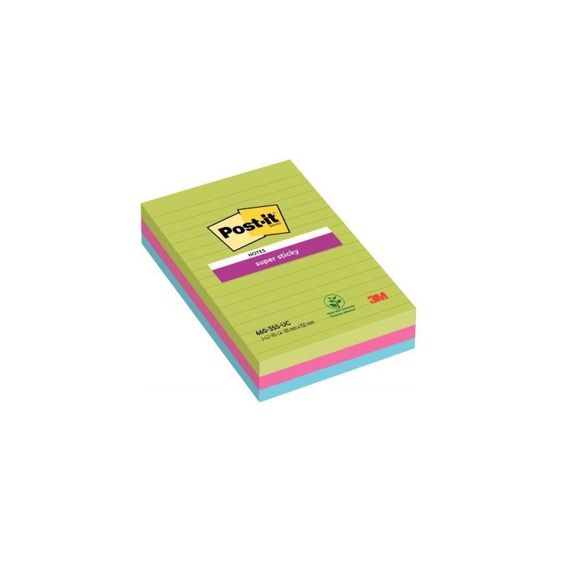 Achetez Paquet de 3 blocs Notes Super Sticky de 90 feuilles lignées, format 101 x 152 mm BP120 POST.. Achetez Paquet de 3 blocs Notes Super Sticky de 90 feuilles lignées, format 101 x 152 mm BP120 POST..