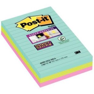 Achetez POST-IT Lot de 3 blocs Notes Super Sticky POST-IT® couleurs MIAMI 90 feuilles lignées 101 ..