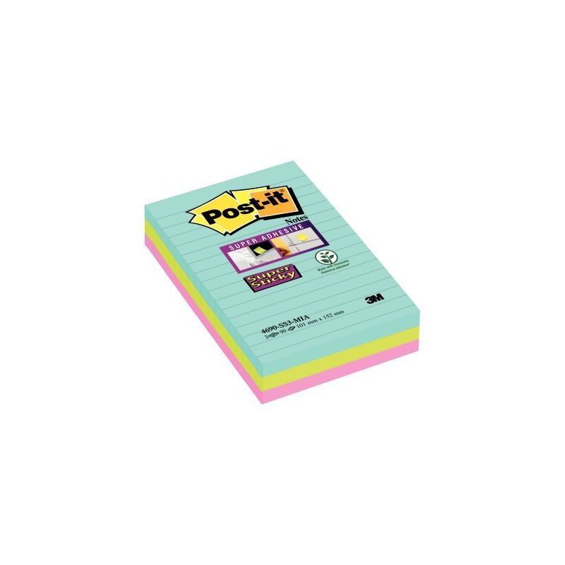 Achetez POST-IT Lot de 3 blocs Notes Super Sticky POST-IT® couleurs MIAMI 90 feuilles lignées 101 .. Achetez POST-IT Lot de 3 blocs Notes Super Sticky POST-IT® couleurs MIAMI 90 feuilles lignées 101 ..