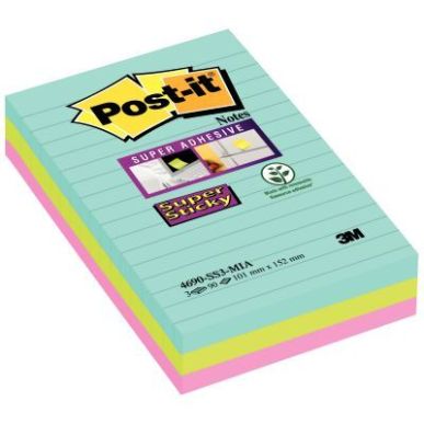 Achetez POST-IT Lot de 3 blocs Notes Super Sticky POST-IT® couleurs MIAMI 90 feuilles lignées 101 ..