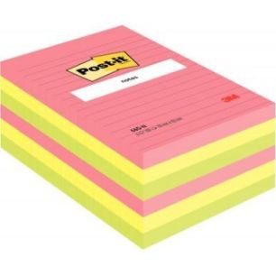 Achetez Lot de 6 blocs lignés de 100 feuilles Post-it, 102 x 152 mm, couleurs néon assorties 23849..