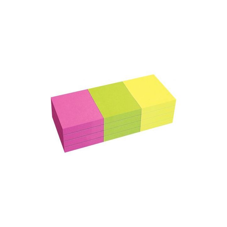 Lot de 12 blocs de notes repositionnables de 80 feuilles 40 x 50 mm couleurs vives assorties 5653-39