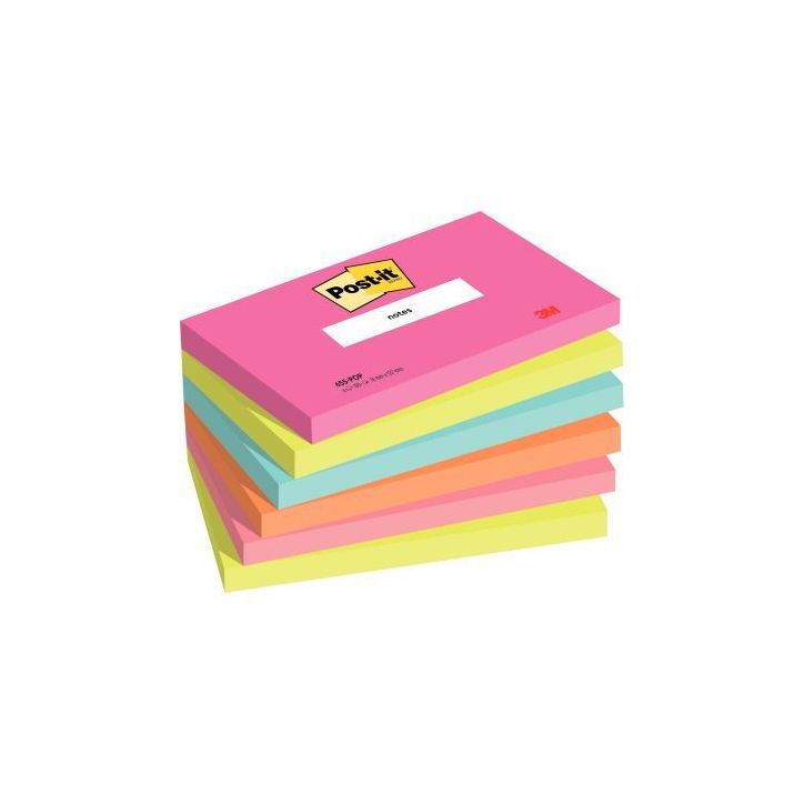 Paquet de 6 blocs notes de 100 feuilles Post-it  76 x 127 mm collection poptimistic BP1256 POST-IT 3M